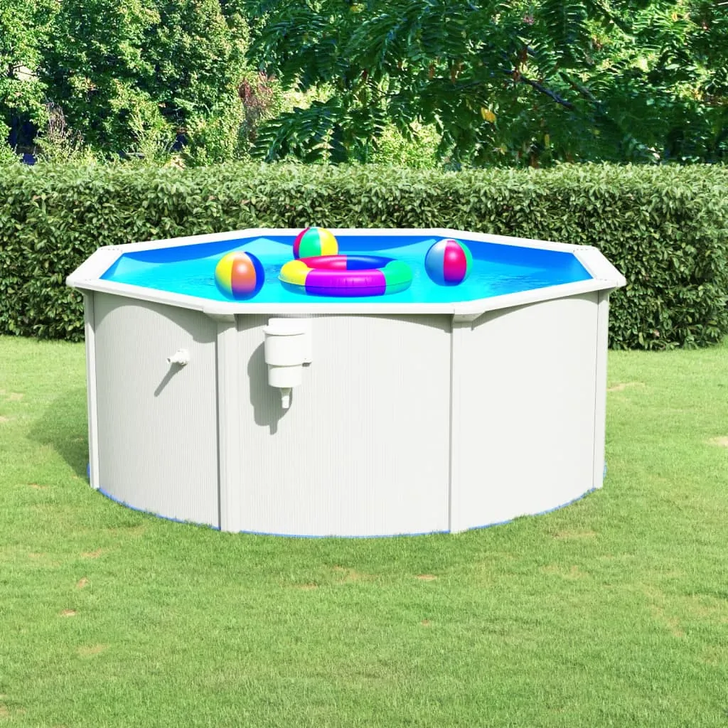 Moderner Minimalist - Pool mit Stahlwand 300x120 cm Weiß